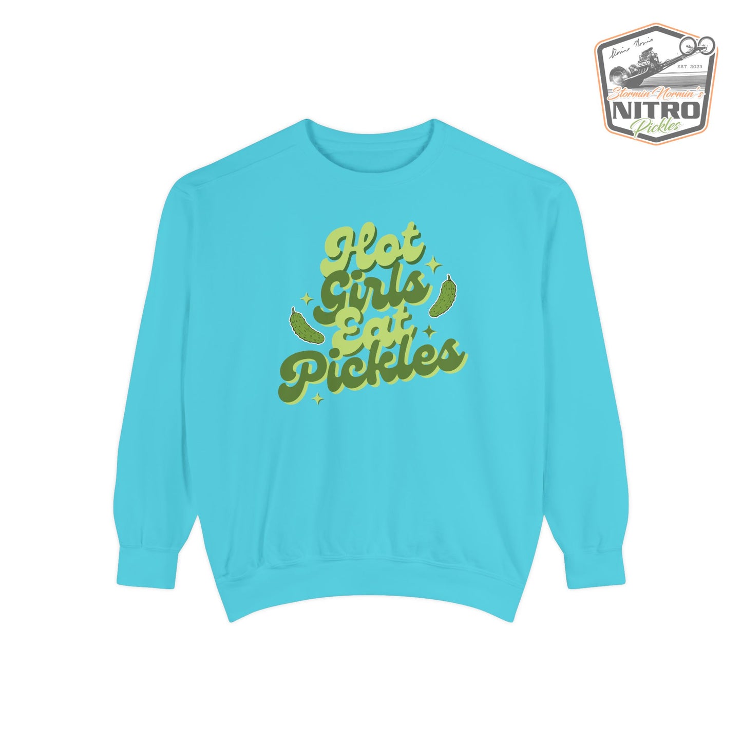 'Hot Girls Eat Pickles' Crewneck Sweatshirt - Green