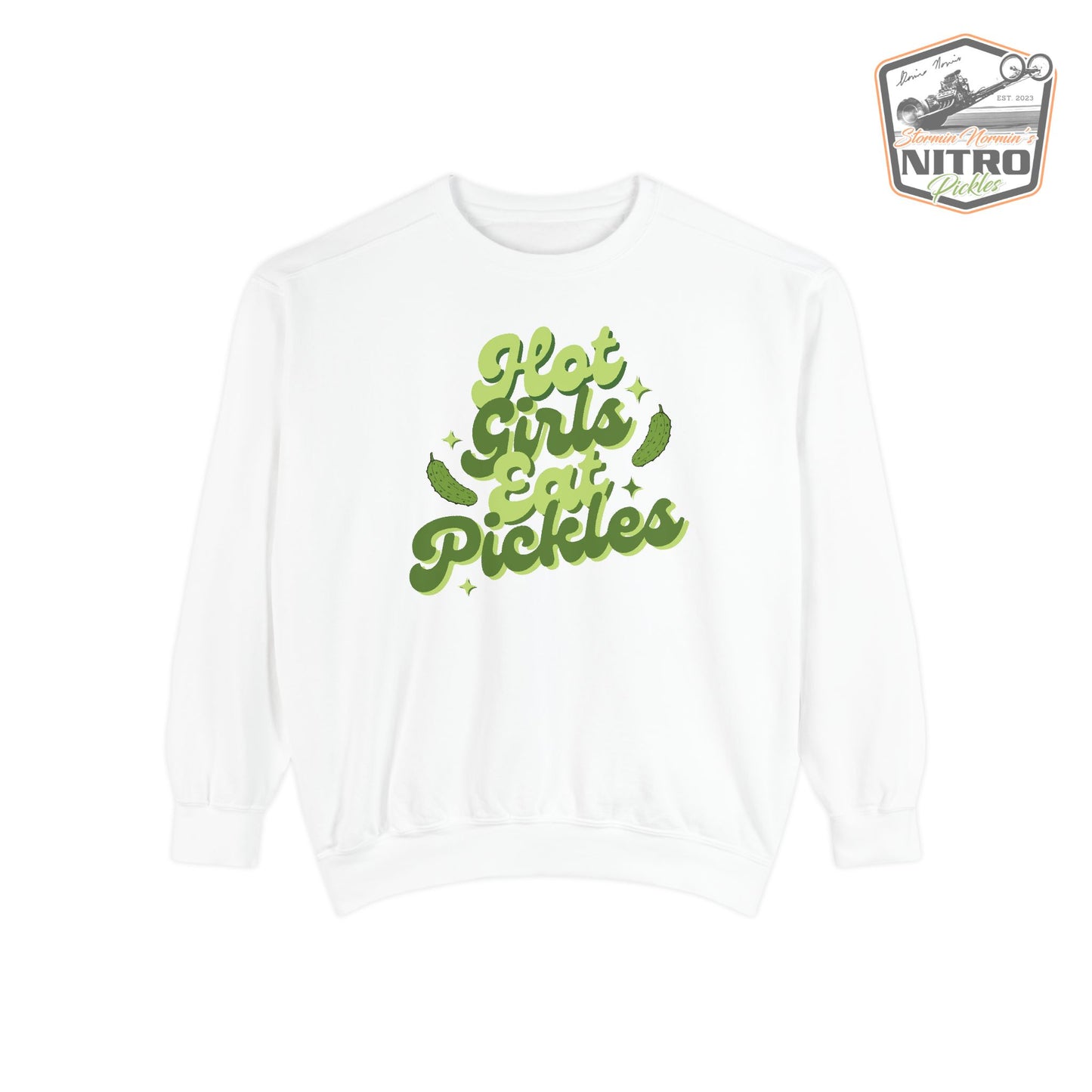 'Hot Girls Eat Pickles' Crewneck Sweatshirt - Green