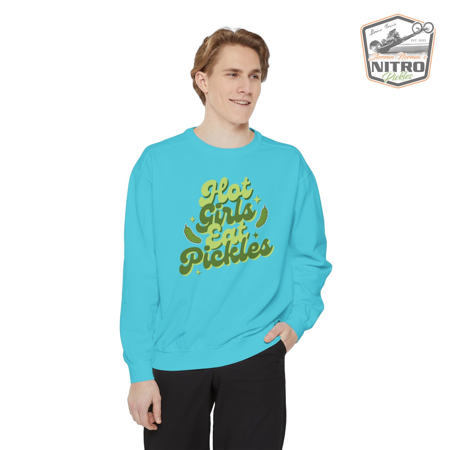 'Hot Girls Eat Pickles' Crewneck Sweatshirt - Green