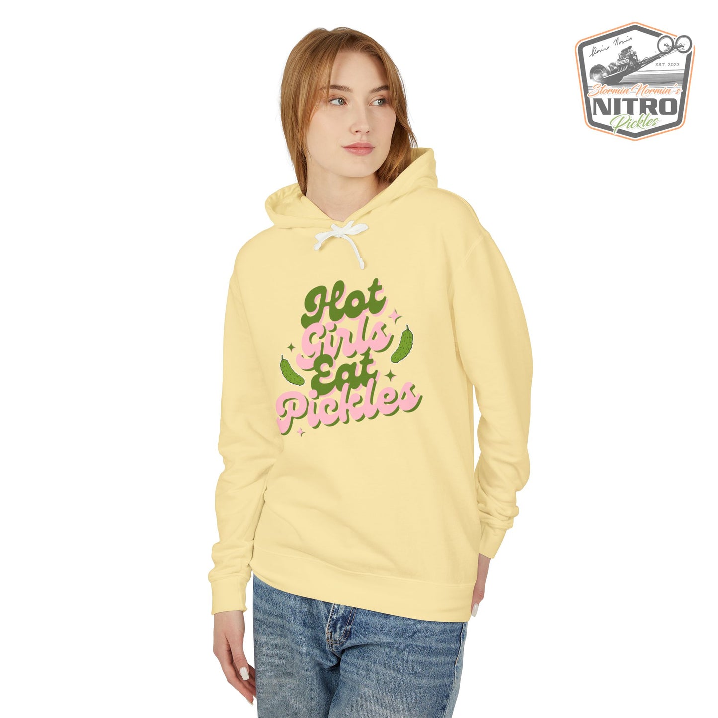 'Hot Girls Eat Pickles' Hoodie - Pink