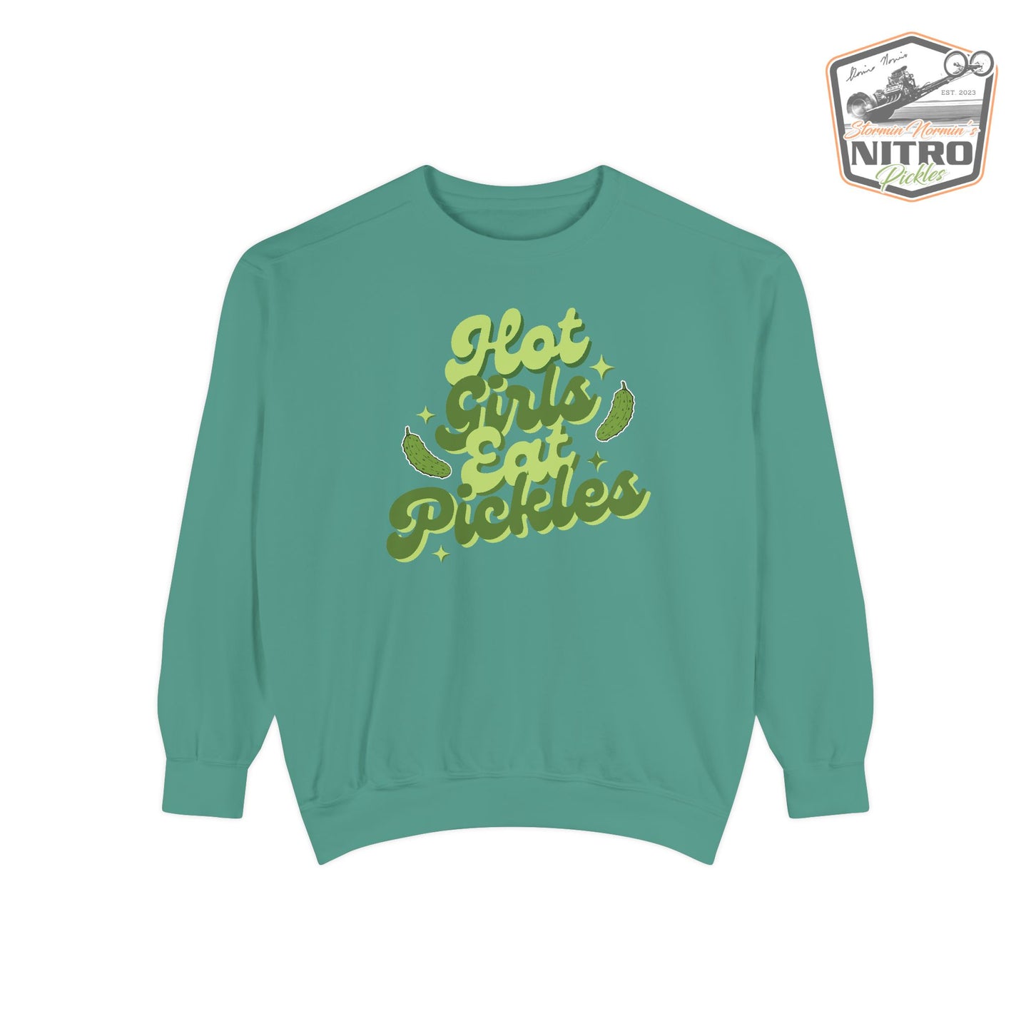 'Hot Girls Eat Pickles' Crewneck Sweatshirt - Green