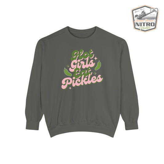 'Hot Girls Eat Pickles' Crewneck Sweatshirt - Pink