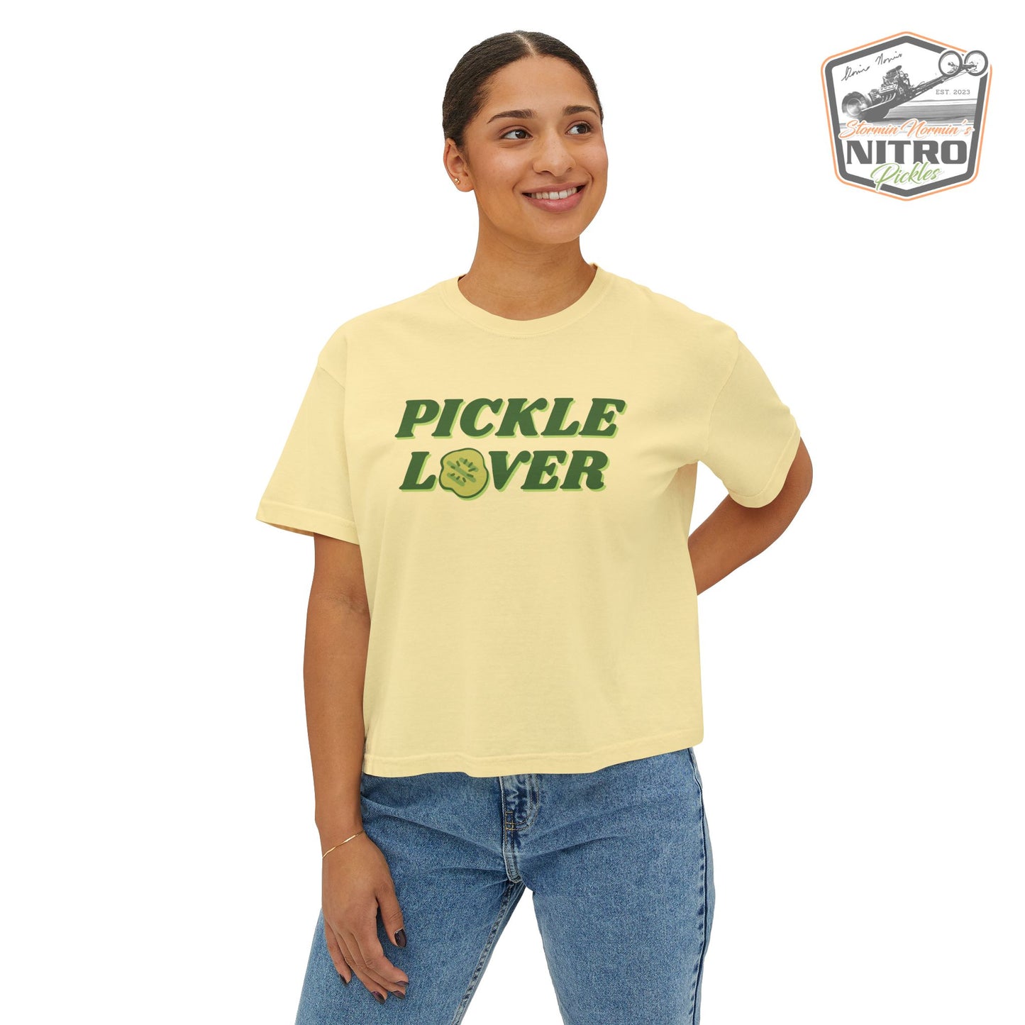 'Pickle Lover' Boxy Crop Tee