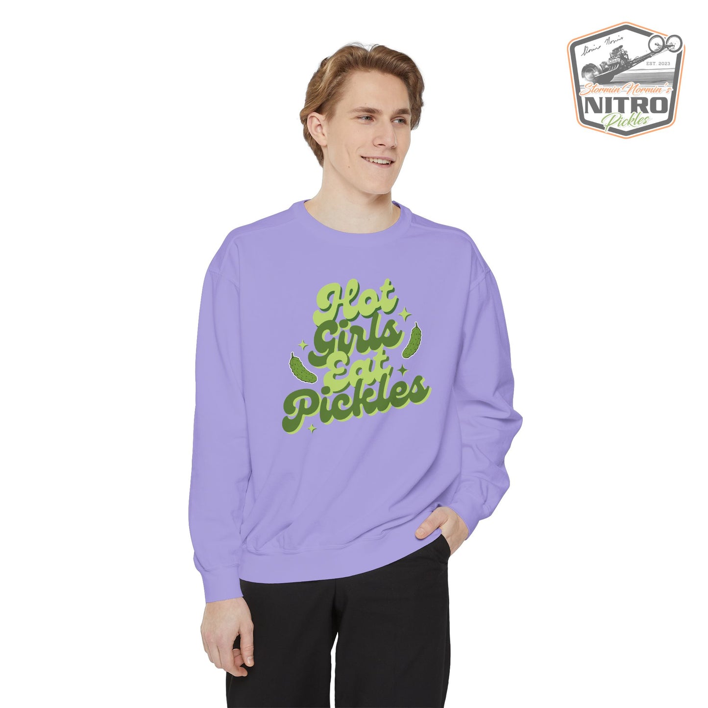 'Hot Girls Eat Pickles' Crewneck Sweatshirt - Green