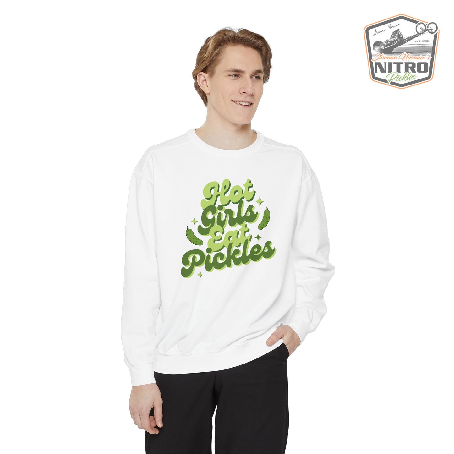 'Hot Girls Eat Pickles' Crewneck Sweatshirt - Green