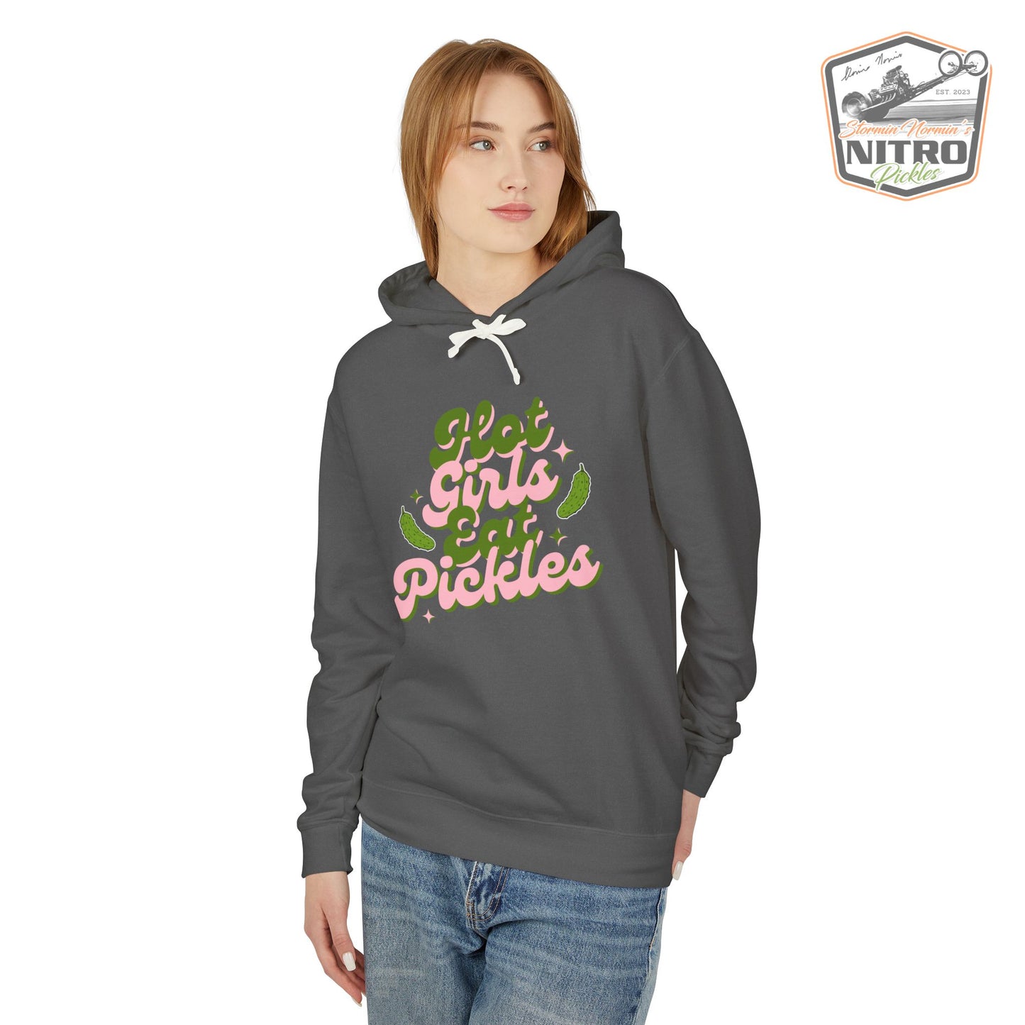 'Hot Girls Eat Pickles' Hoodie - Pink