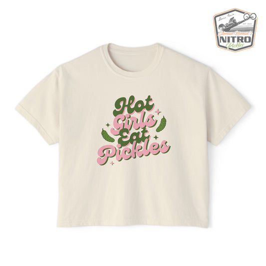 'Hot Girls Eat Pickles' Boxy Crop Tee - Pink