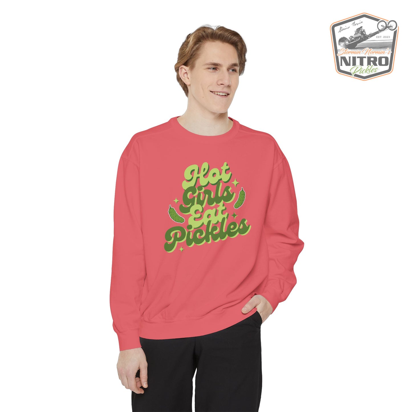 'Hot Girls Eat Pickles' Crewneck Sweatshirt - Green